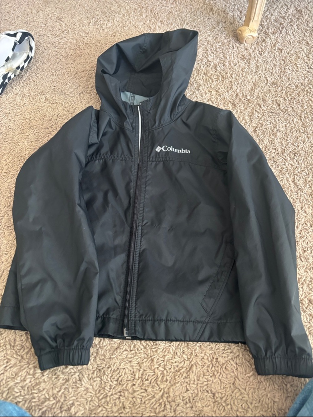 1 hr sale  xxs  worn 1x flawless Columbia Kids Black Jacket windbreaker & hood